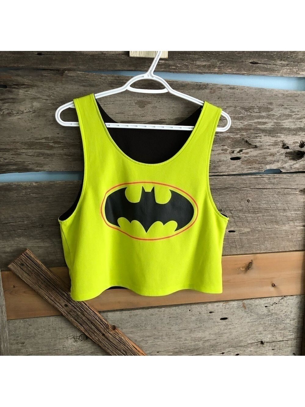 Batman Size L Neon/Black Reversible Cropped Top